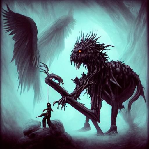 Dark Fantasy Bone Creature in Aetherpunk Style