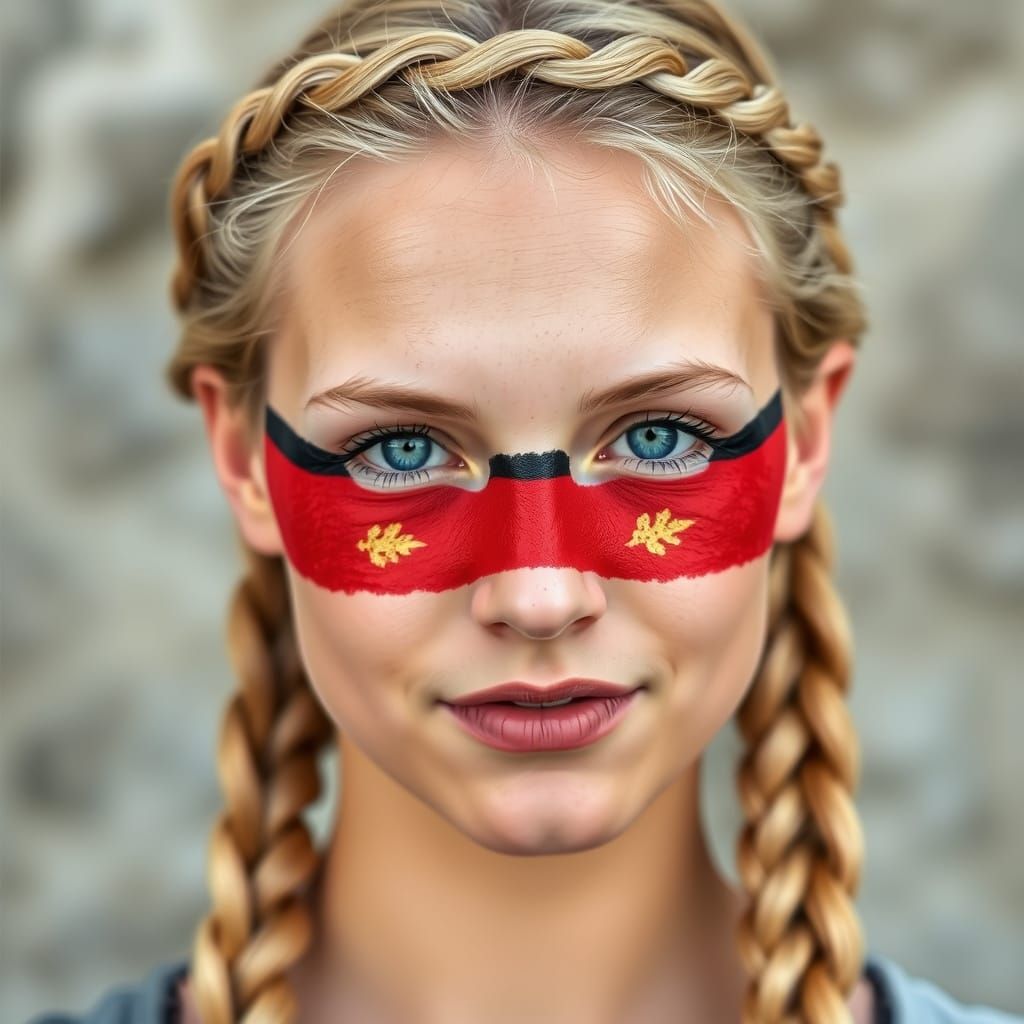 German Woman with Painted Face: Valkyrie Style