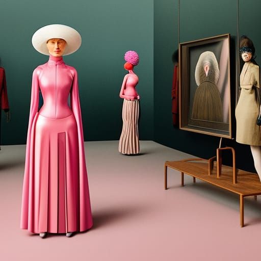 Surreal Fashion Lady in Odd Room, Octane Render