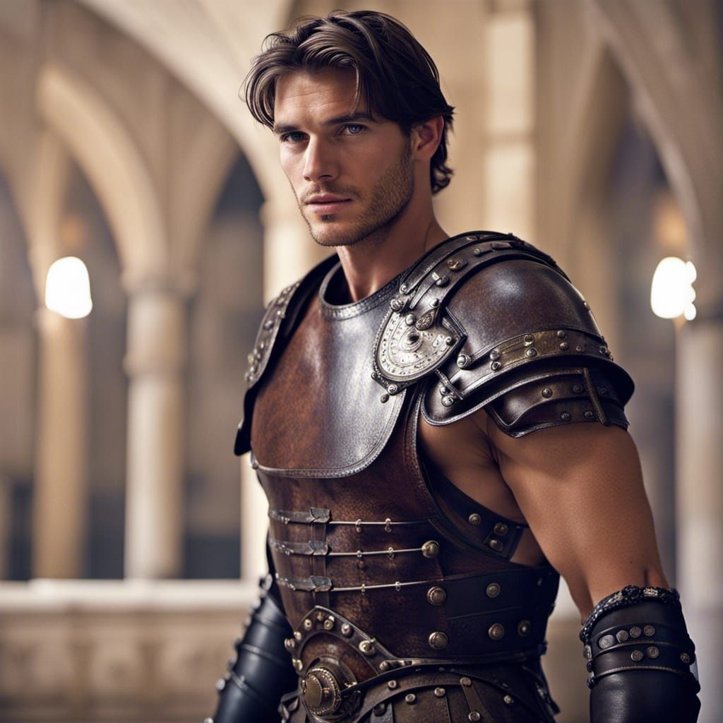 Roman Bath Portrait of Muscular Young Man