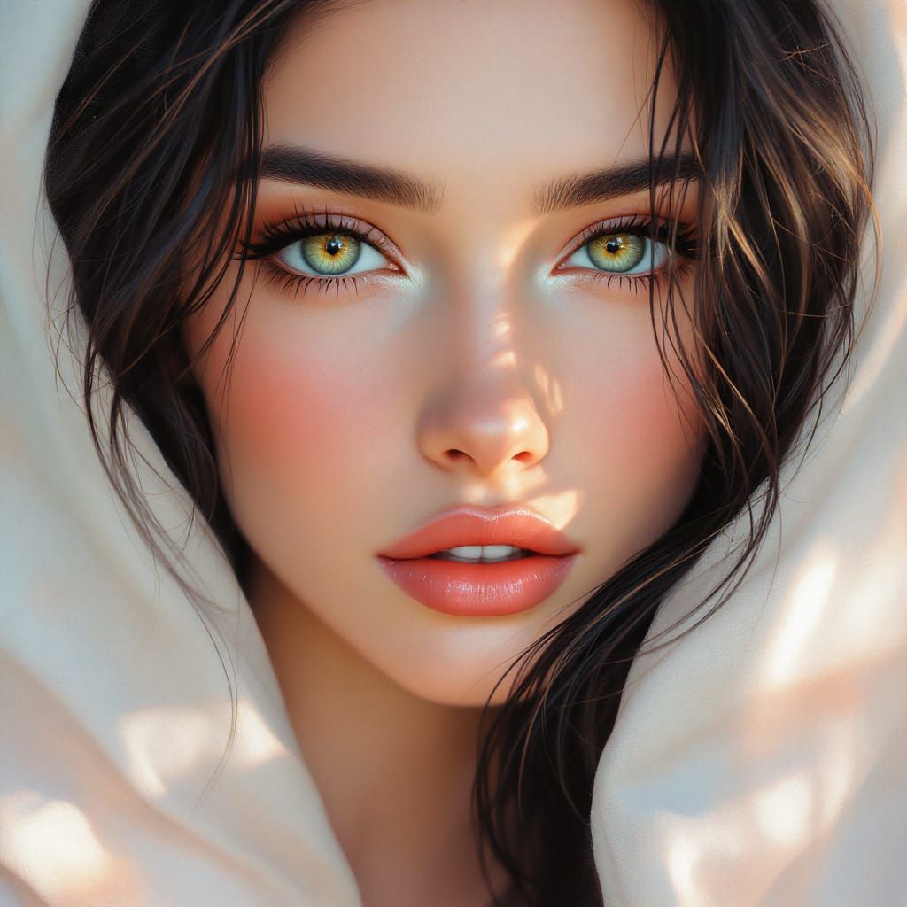 Ethereal Woman Portrait in Romantic Impressionist Style