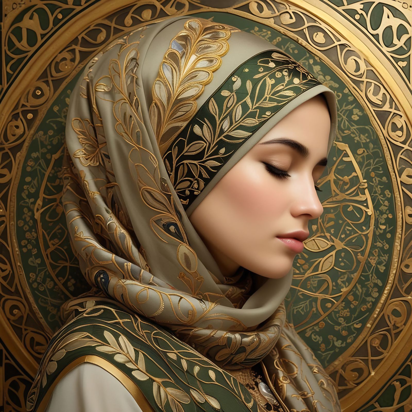 Palestinian Woman in Art Deco Elegance