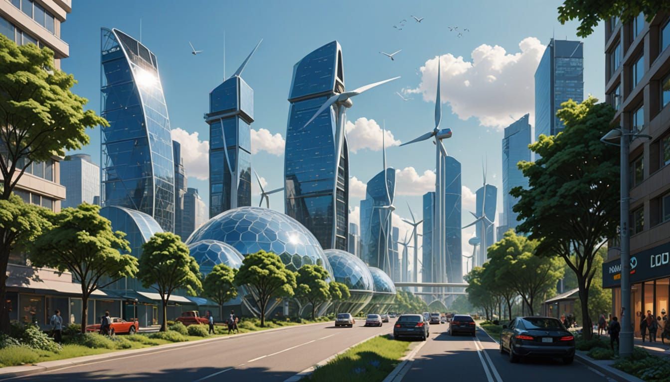 Surreal Futuristic Metropolis with Nature Integrated Archite...