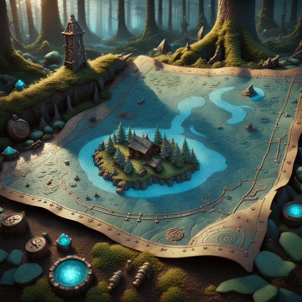 Viking Treasure Map with Bioluminescent Details