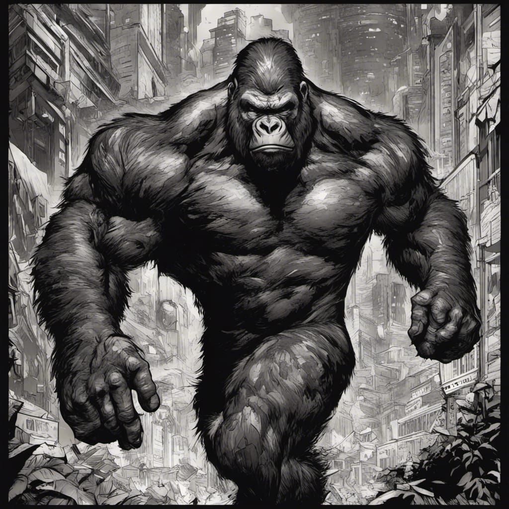 Silverback Gorilla Superhero in Comic Book Style