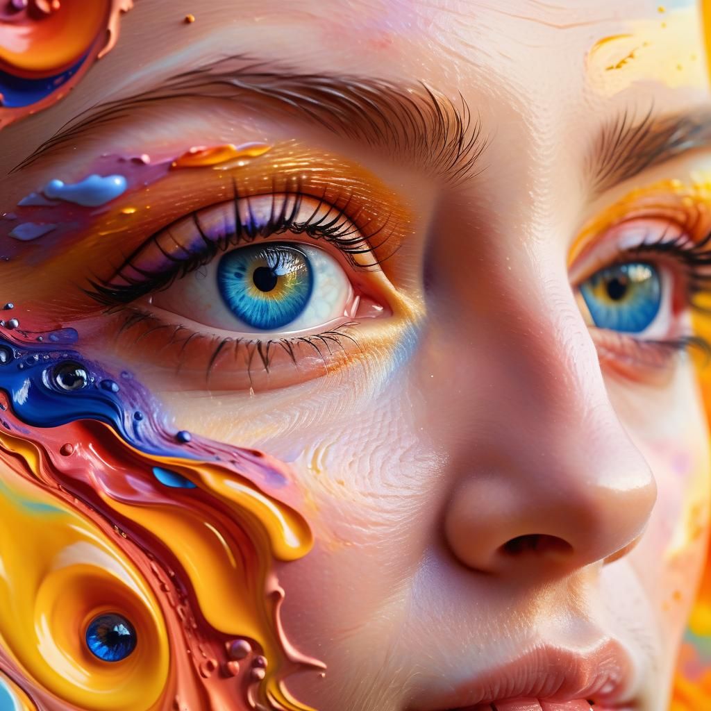 Surreal Face in Dreamlike Oil Painting