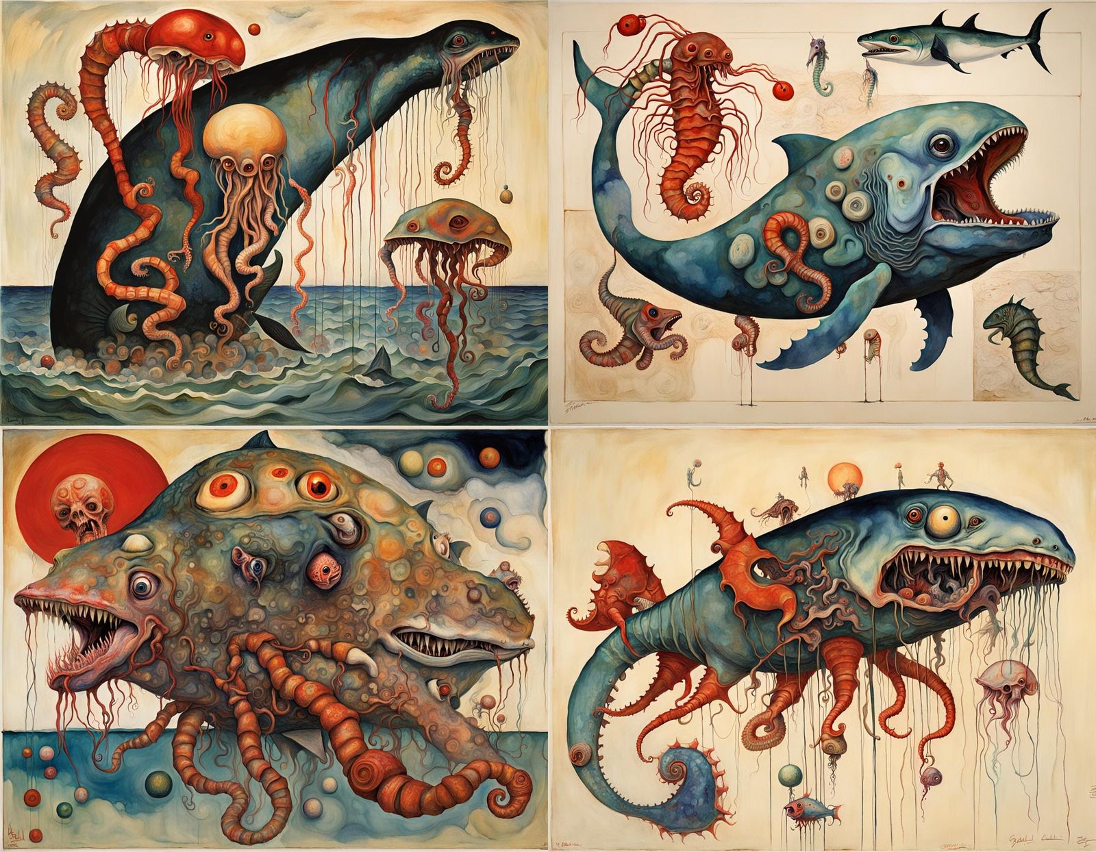 Horrific Mutant Hybrid Creature in Expressionist Style