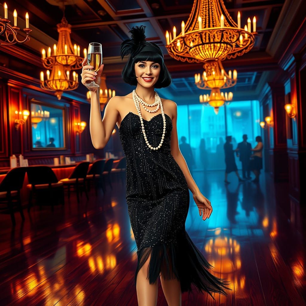 Flapper Diva in Art Deco Splendor