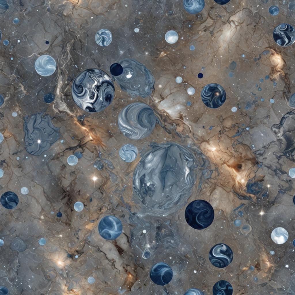 Blue Marble in Galaxy: Renaissance Cubist Style