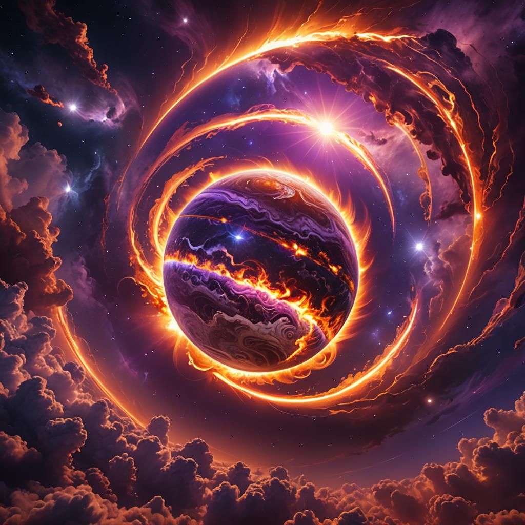 Venus Chases Mars in Cosmic Hyperrealistic Illustration