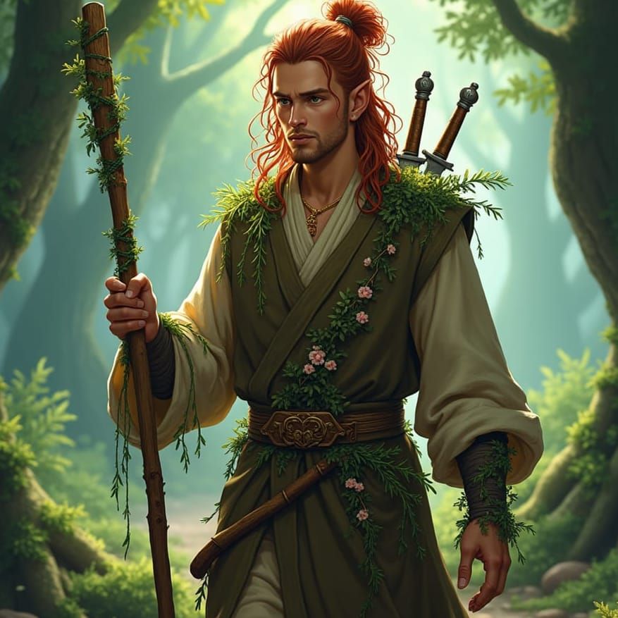 Wood Elf Monk in Forest Concept Art