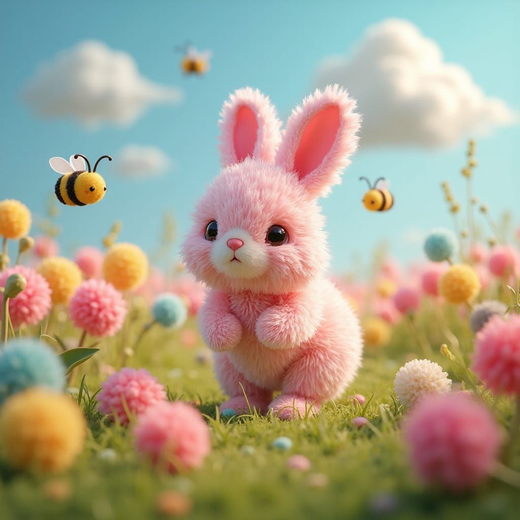 Pom-pom world on a sunny day