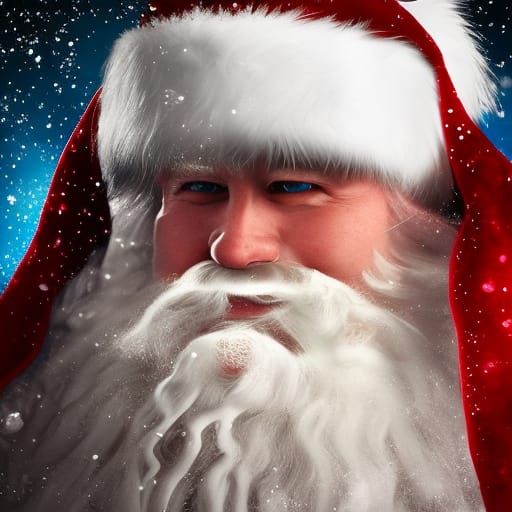 Yeti Santa Claus in Ice Palace, Hyperrealistic Portrait