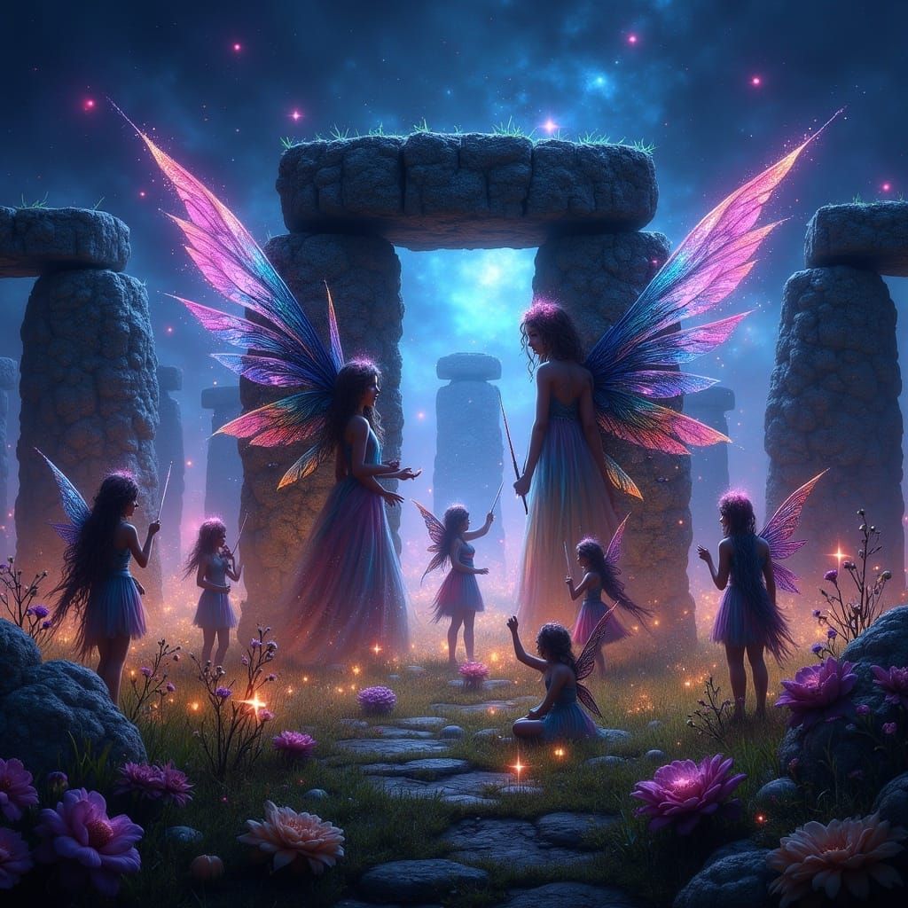 Midnight Sparkles: Fairies gather at mystical Stonehenge, wa...
