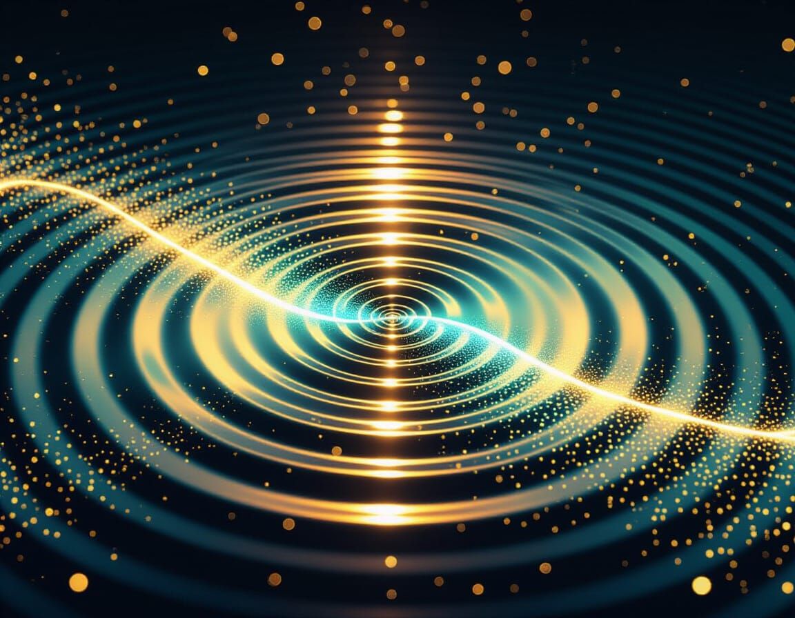 Abstract Inner Peace: Golden Ripple in Black Space