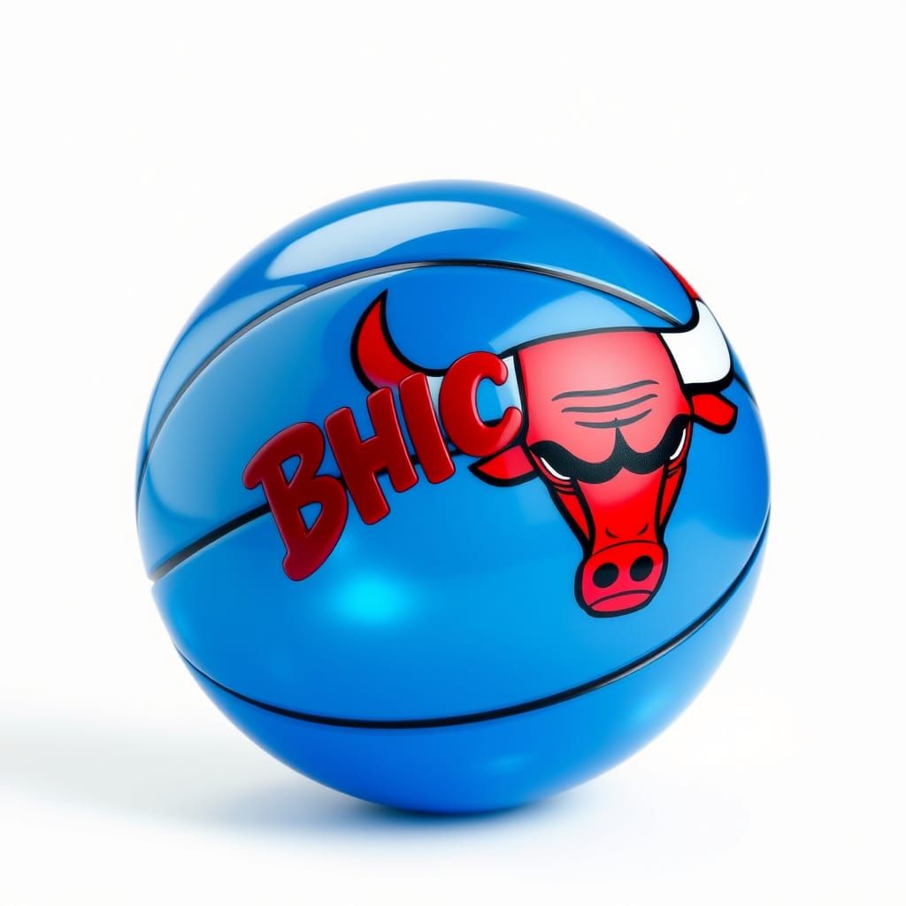 Abstract Blue Basketball with Chicago Bulls Logo
