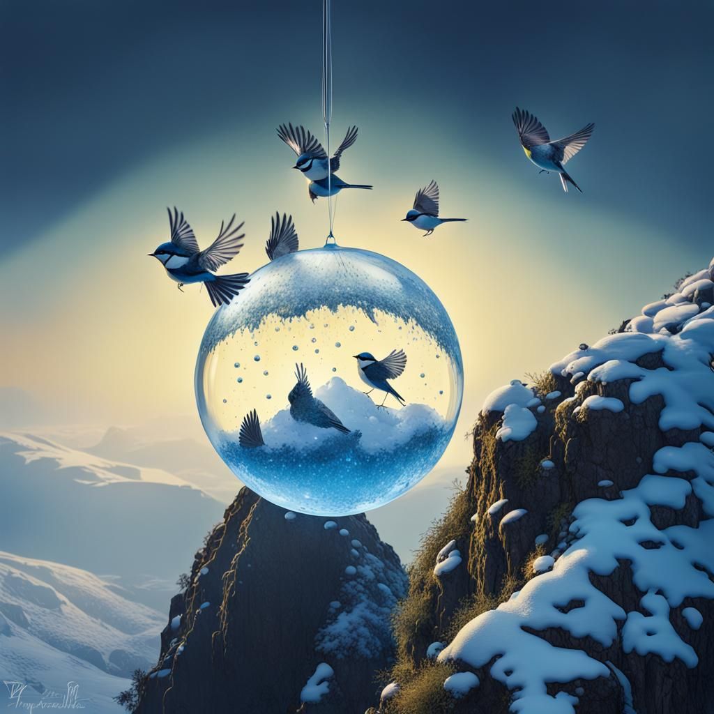 Air hanging The blue tit nest Air above Pico do Arieiro