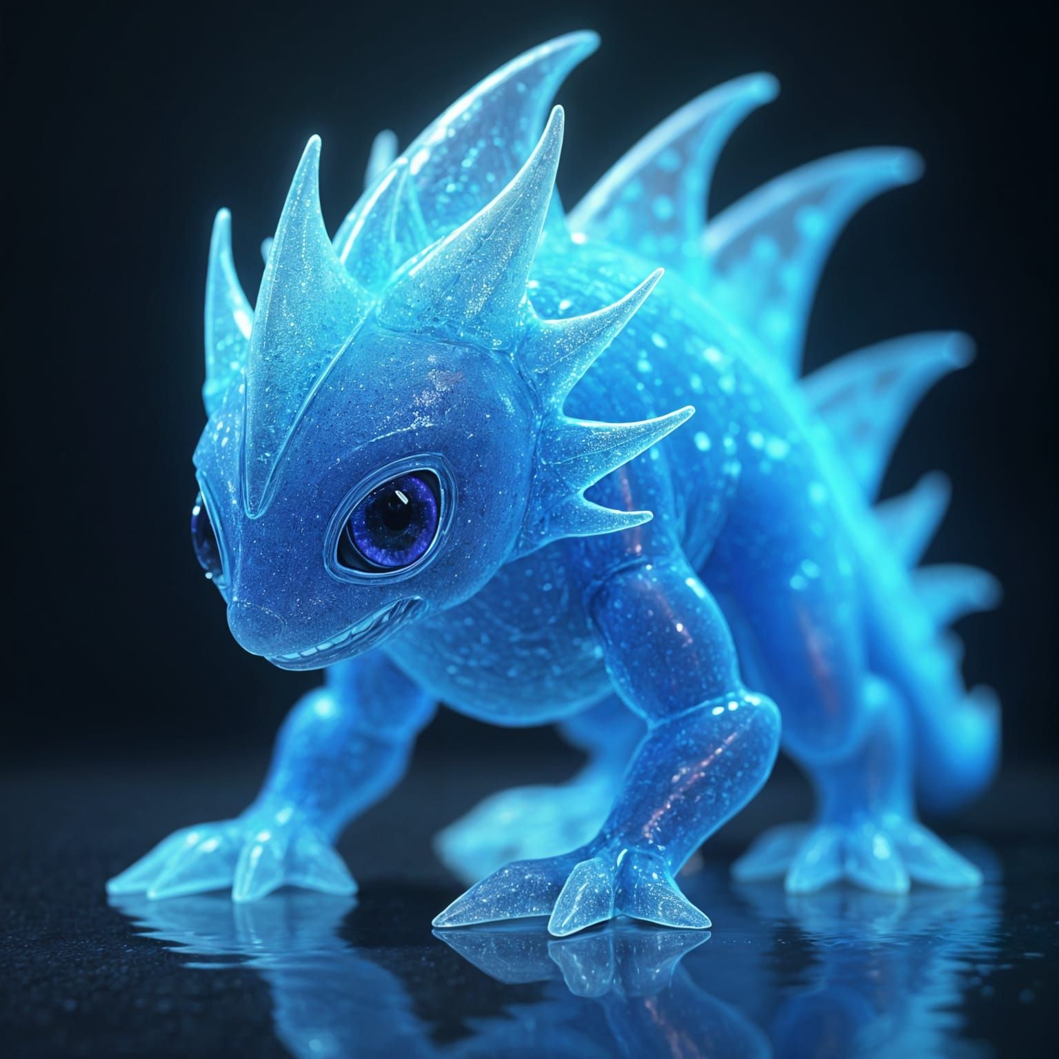 Translucent Blue Monster with Sapphire Nanoparticle Coating