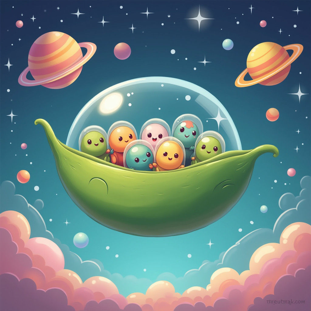 Playful Space Pod Pea in Pastel Outer Space