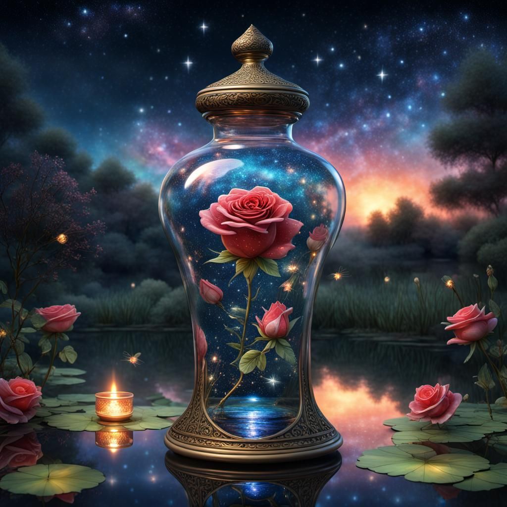 Rose in Hourglass: 3D Fantasy Art