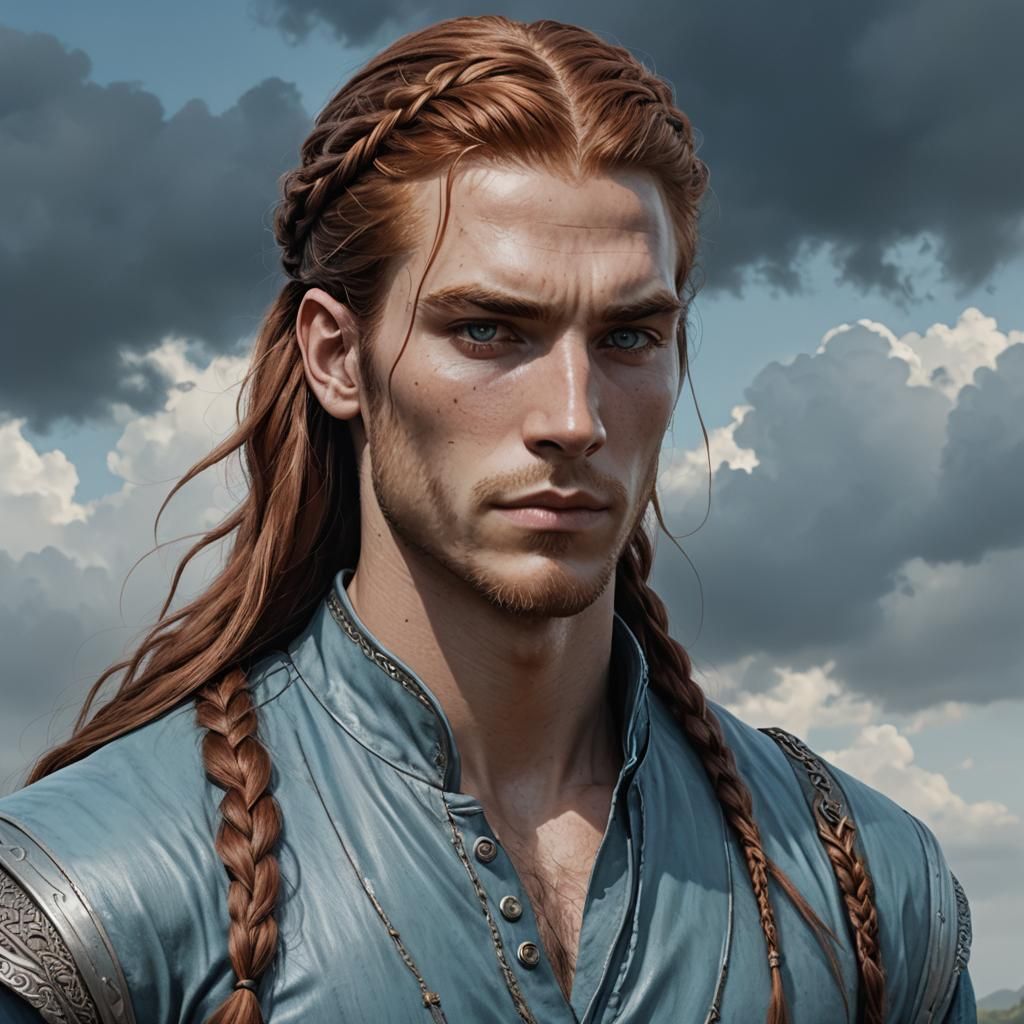 Auburn-haired Man in Jumpsuit: Dark Fantasy Concept Art