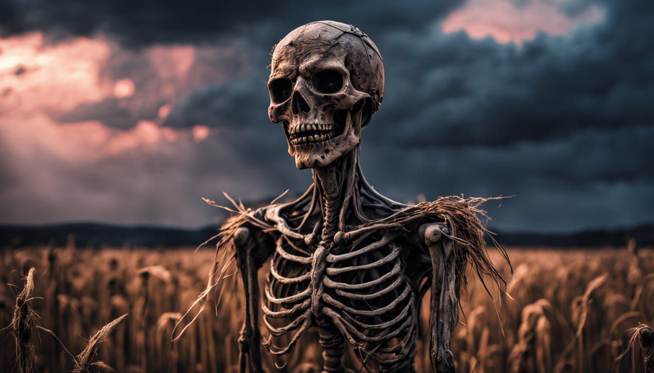 Desolate Scarecrow in Moody Twilight Field