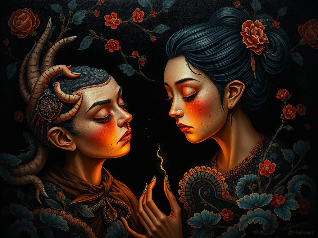 Cloisonné Portrait Over Dark Tsingy Rouge