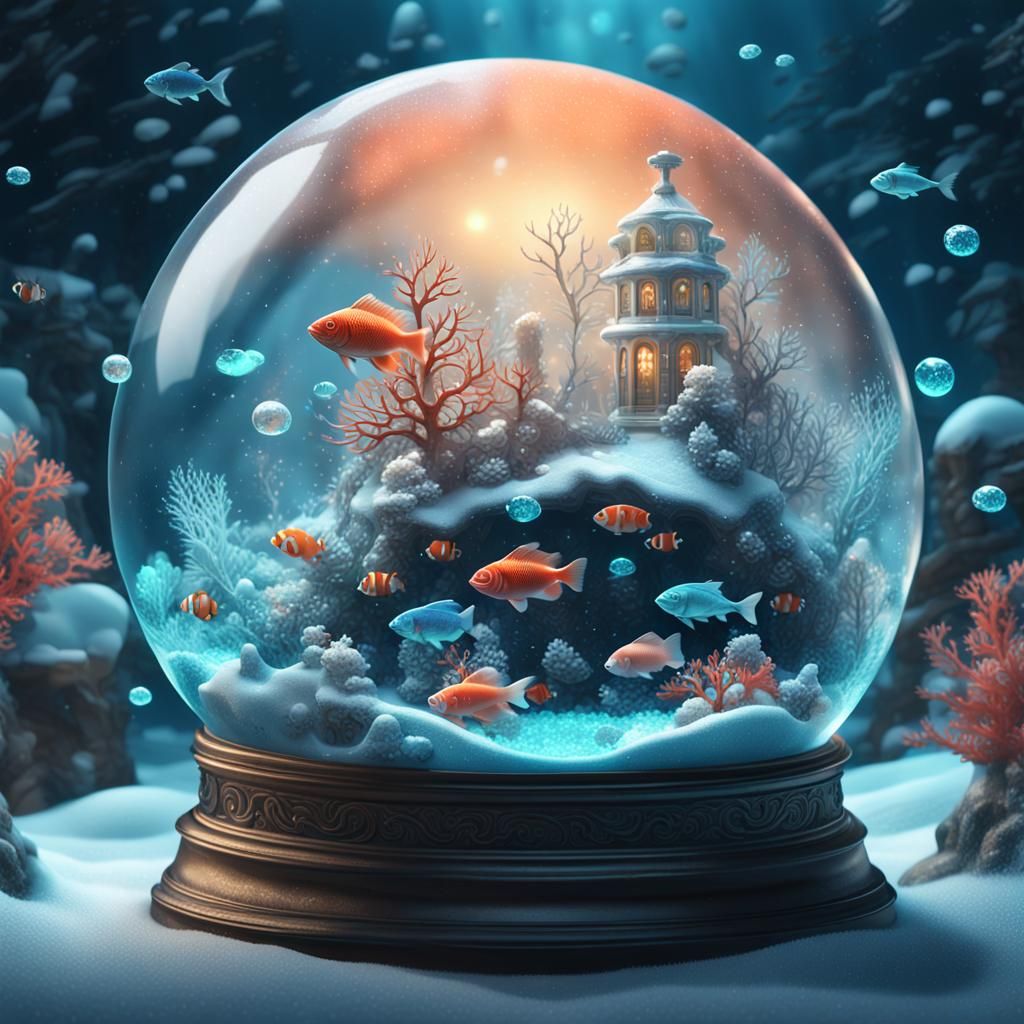 Underwater World in Snowglobe, Digital Matte Painting