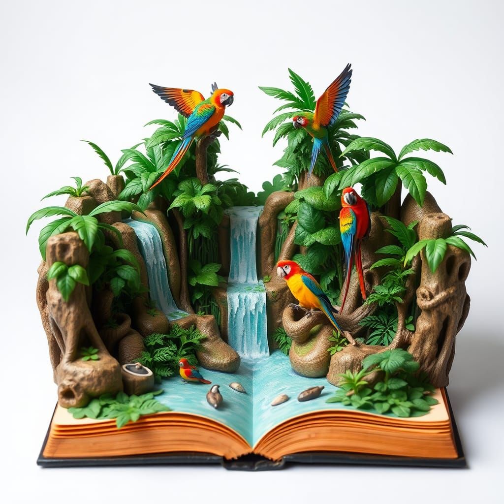 Tropical Jungle Adventure Unfolds from Pop-Up Book