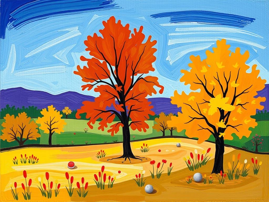 Picasso Inspired Autumn Landscape