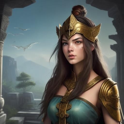 Teen Warrior Priestess in Asian-Inspired Greek Style