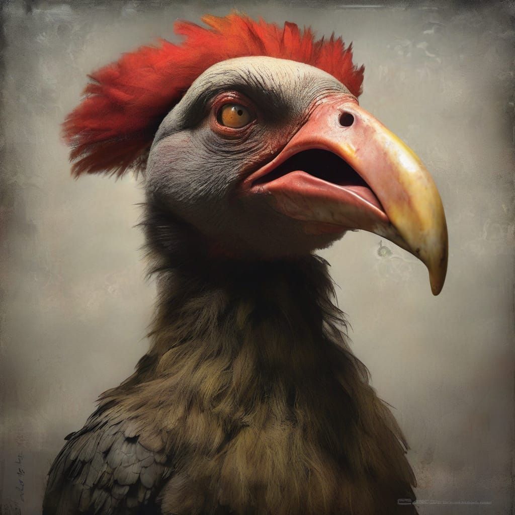 Angry Dodo Bird in Dark Fantasy Style