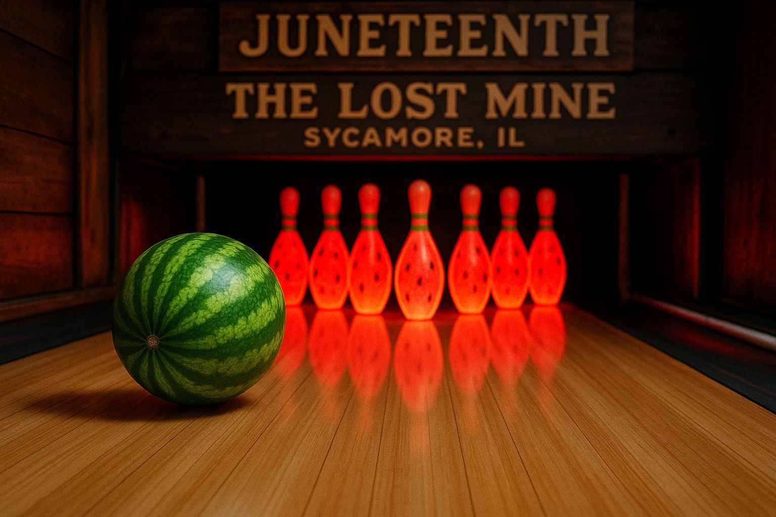 Watermelon Bowling Ball at Juneteenth Bowling Alley