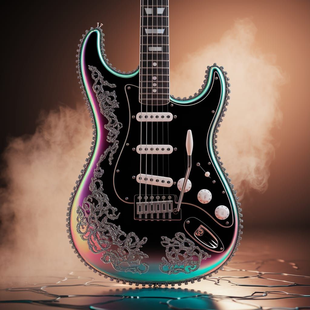 Cyborg Electric Guitar in Iridescent Chrome