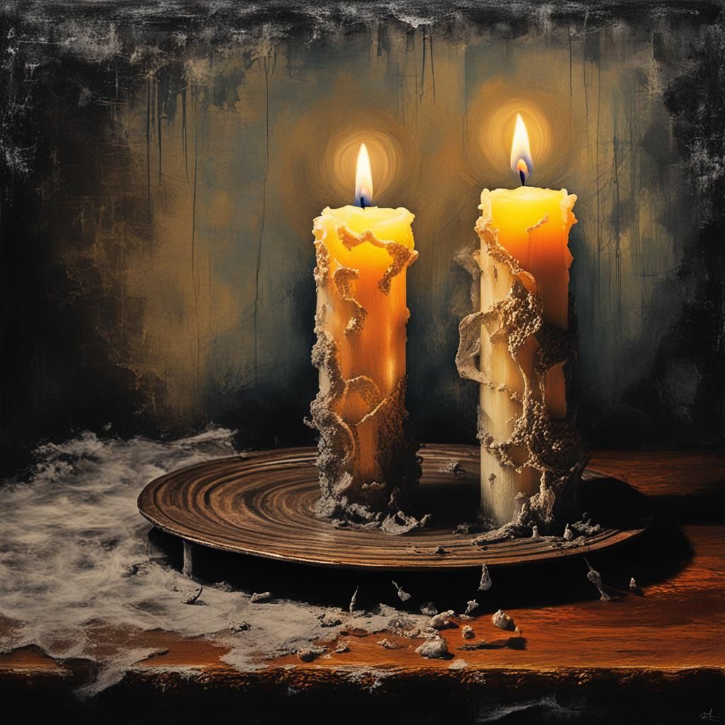 Ethereal Candlelight: Abstract Mixed Media Art