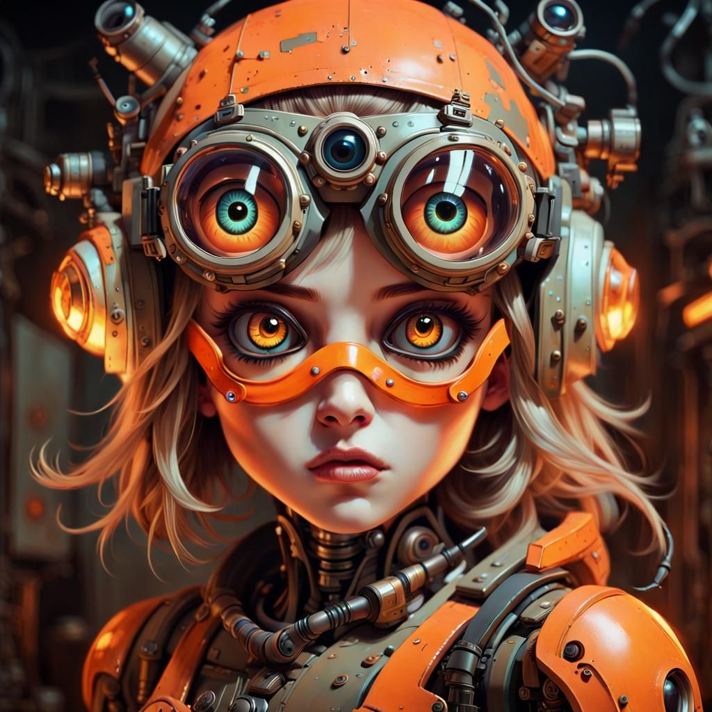 Woman with Goggles in Anime Style