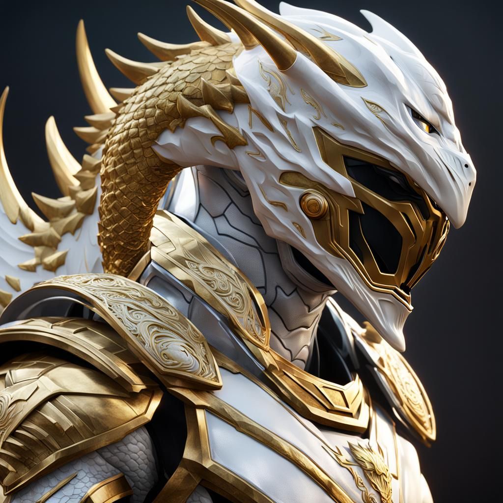 White and Gold Dragon Power Ranger Concept Art