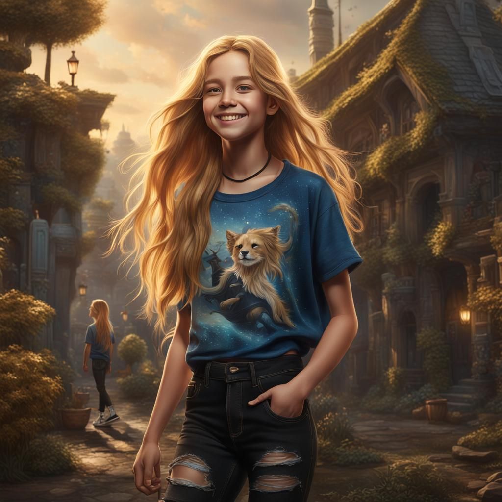 Realistic Portrait of a Smiling Girl in Digital Art