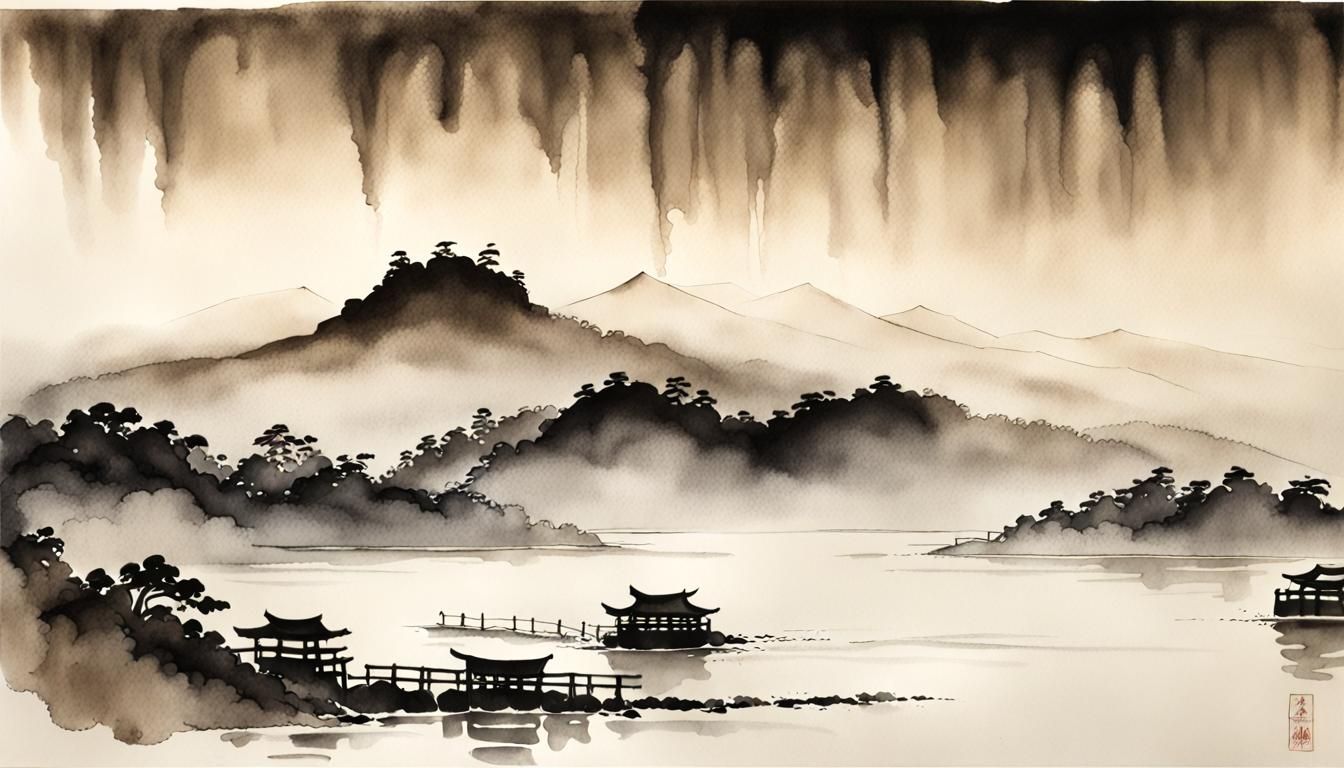 Onihitokuchi as Ink Wash Painting