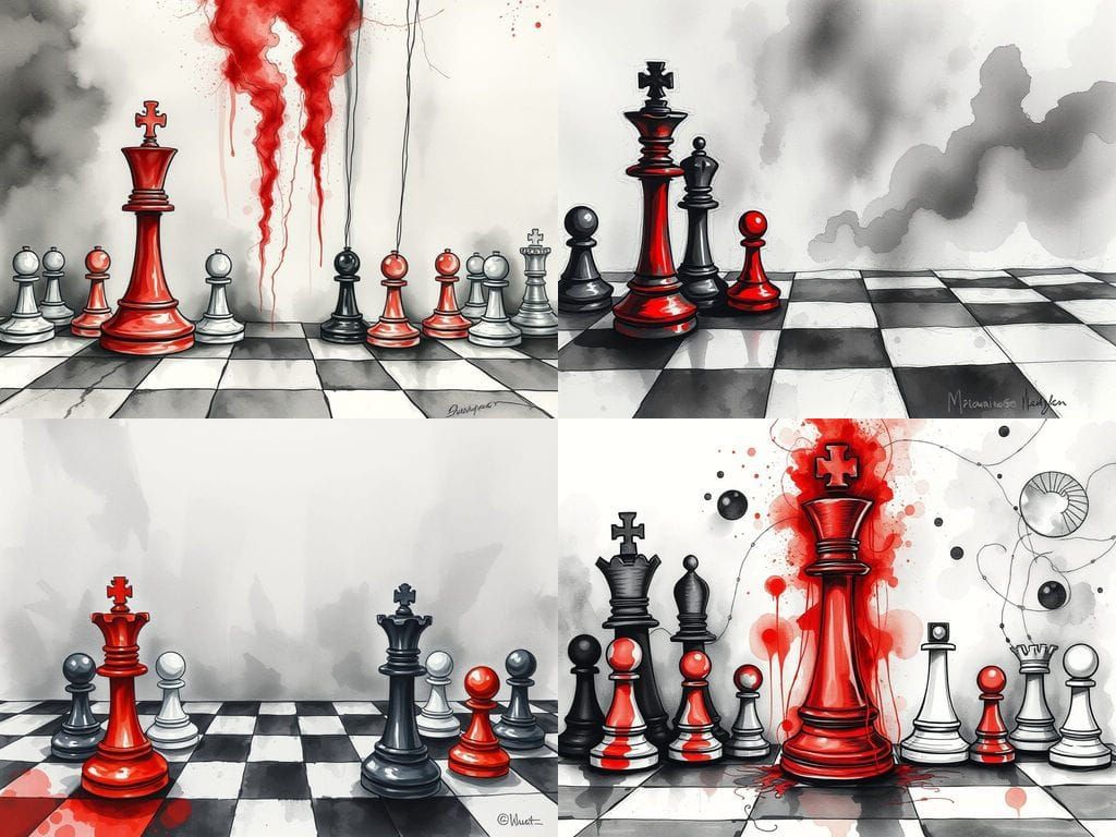 Vibrant Grayscale Impasto Chess Queen