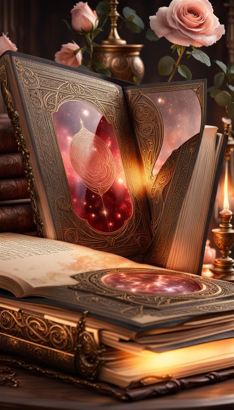 Rose Quartz Spell Book in Nouveau Style