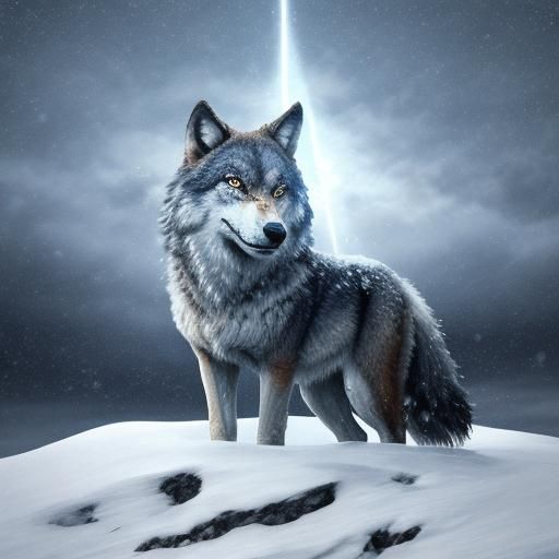 Wolf Howling in Snowy Winter Landscape