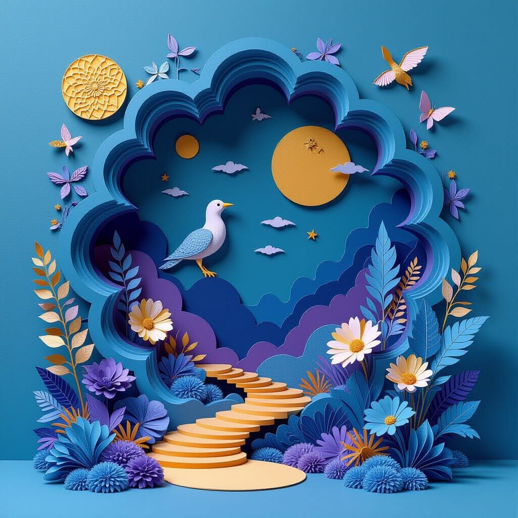 Whimsical Paper Sculptures in a Fantasy Matte Painting
