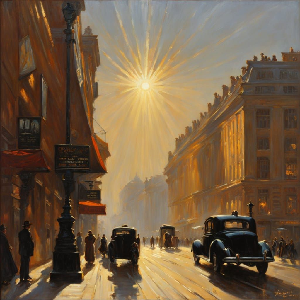 Dramatic Crepuscular Rays in Golden Age Style