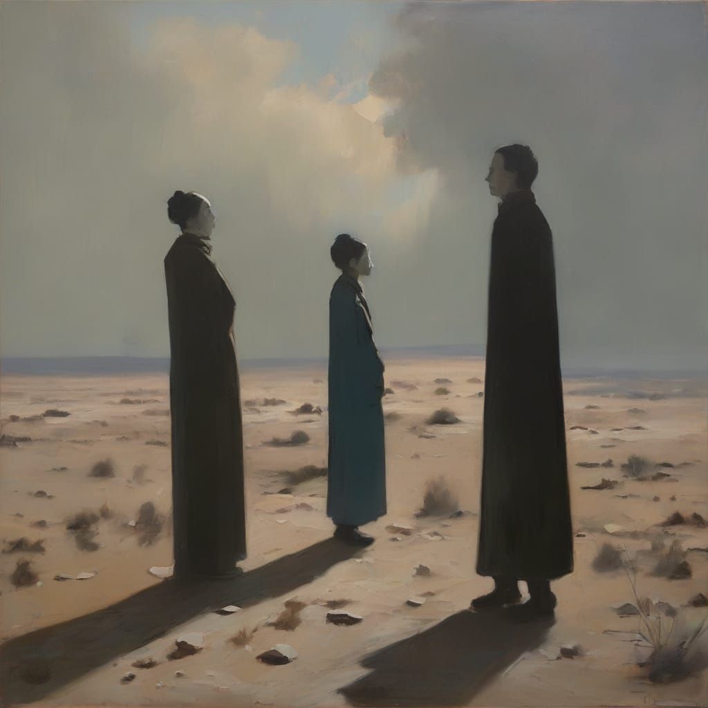 Existential Dread in a Barren Landscape: Surreal Oil Paintin...