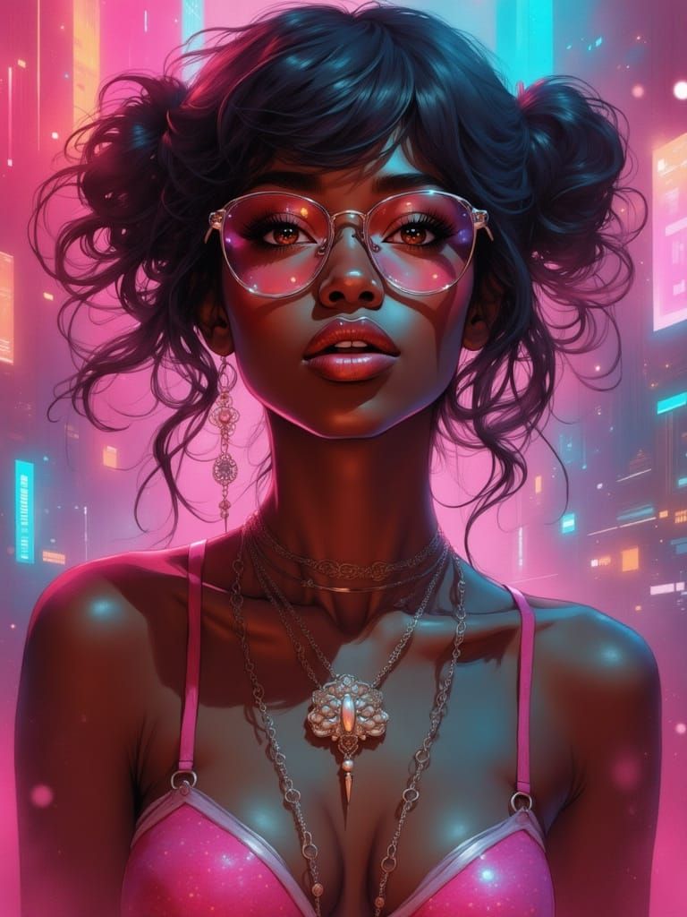 Young Woman with Pigtails in Serpieri-Inspired Style