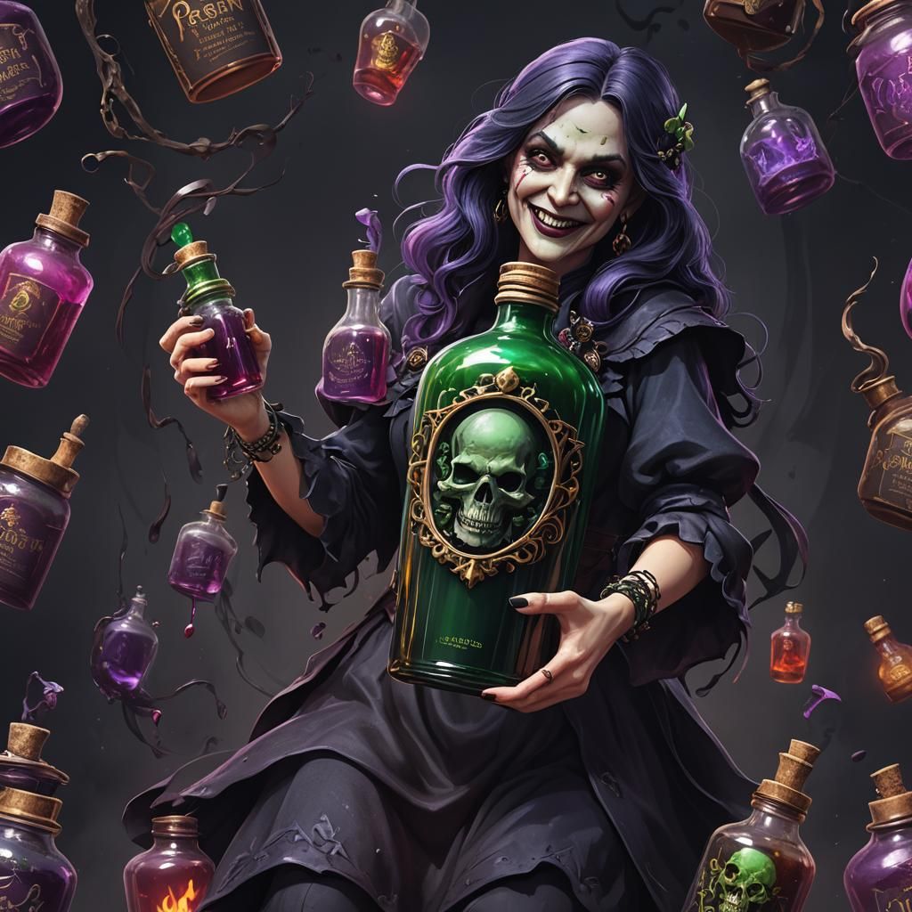 Dark Witch Potion Logo in Detailed Matte Painting