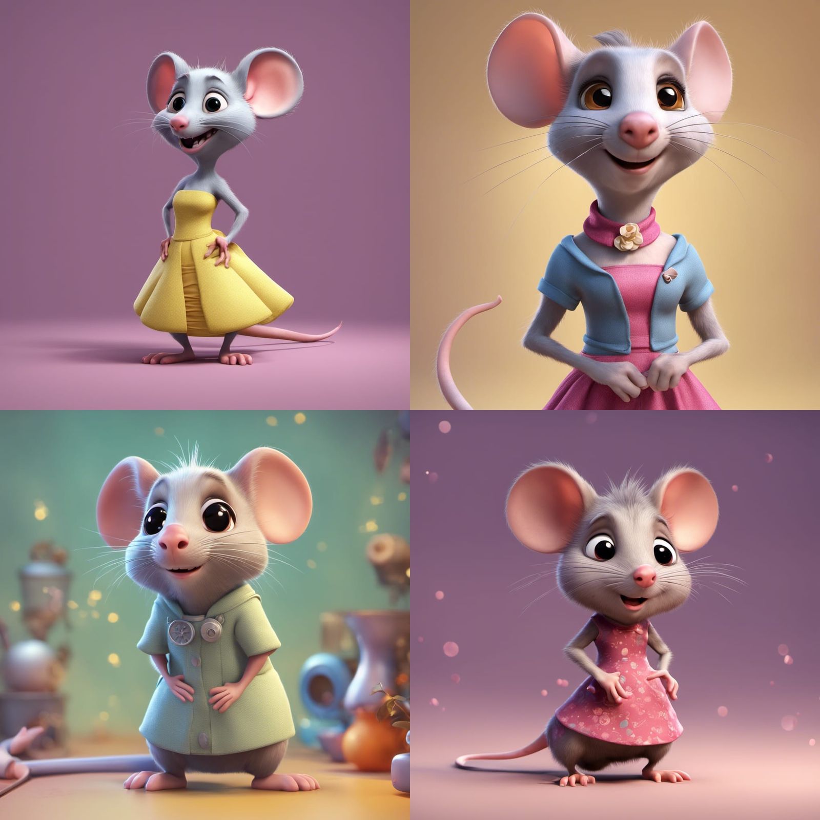 Adorable Cartoon Female Rat in 3D Digital Art