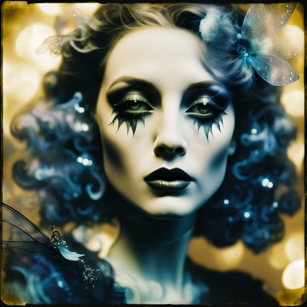 Ethereal Fairy Angel in Double Exposure Polaroid