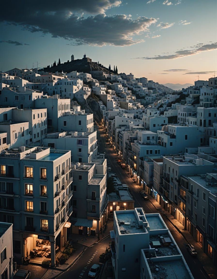 Mythic City Under Eerie Morning Light, Sky Cracks in HDR